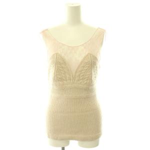 cable tank-top with lace ニットタンク セーター レース カシミヤ混 F ライトベージュ