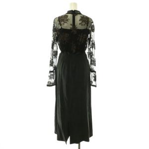 Ameri VINTAGE FLOWER LACE DRESS フラワーレースドレス ワンピース チュール ラメ S チャコール ブラック