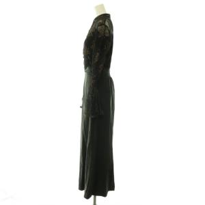 Ameri VINTAGE FLOWER LACE DRESS フラワーレースドレス ワンピース チュール ラメ S チャコール ブラック