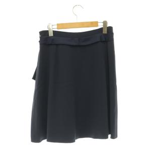 EMPORIO ARMANI ベルト付きスカート 膝丈 フレア USA 44 ネイビー /MY OS