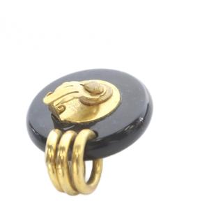 CHANEL ヴィンテージ フェイクパール イヤリング 両耳用 黒 ブラック ゴールド色 /SR OH
