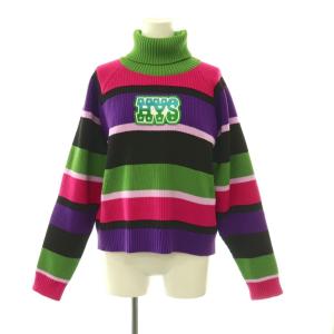 24AW CAMPAIGN LOGO ニット セーター ワッペン ボーダー タートル F パープル マルチカラー
