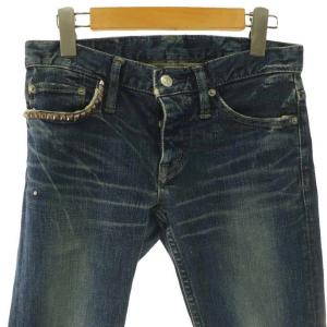 HYSTERIC GLAMOUR スタッズスキニー デニムパンツ ジーンズ XXS 紺 ネイビー 青 ブルー /SS OS