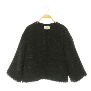 vingt-trois 26SS GIOLICA ノーカラーツイードジャケット ラメ 38 ブラック