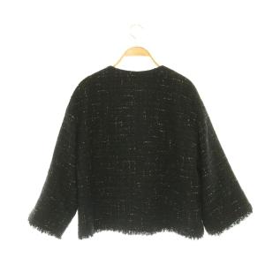 23区 vingt-trois 26SS GIOLICA ノーカラーツイードジャケット ラメ 38 ブラック