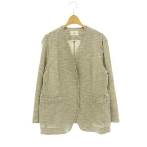 vingt-trois 26SS リネンライクブッチャーフリンジノーカラージャケット 薄手 38 グレー