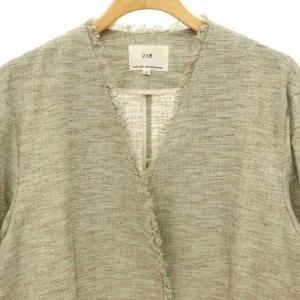 23区 vingt-trois 26SS リネンライクブッチャーフリンジノーカラージャケット 薄手 38 グレー