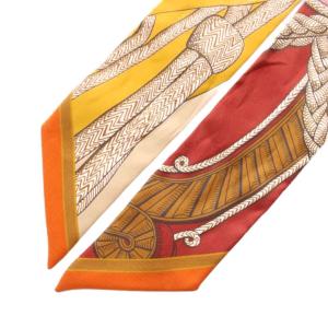 HERMES Zouaves et Dragons ズアヴとドラゴン ツイリー シルク スカーフ オレンジ