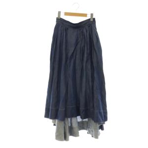 TUCK VOLUME SKIRT CU/LI リネン混 スカート タック フレア フィッシュテール ロング