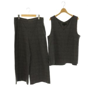 カットソー パンツ セットアップ 上下 グレンチェック ノースリーブ ワイド 44 ダークグレー /HS
