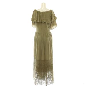 Grace Class 25AW ラッフルレース切替マキシワンピース ロング 半袖 36 カーキ /DO OS