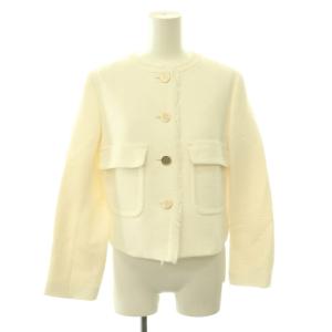24SS コットンプリペラポケットジャケット ノーカラー 金ボタン 38 白 /CX OS