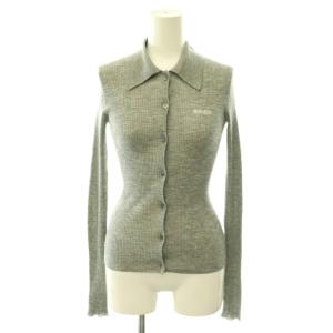 カシミヤ シルク ロゴカーディガン 36 グレー MMF948