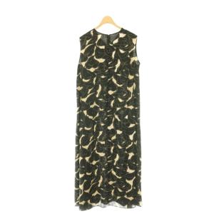 23区 vingt-trois 24SS Ratti フラワーアートプリント ワンピース Vネック 40 ブラック