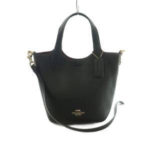 ハンナ バケットバッグ 2WAY ハンドバッグ ショルダーバッグ レザー 黒 CR168 /MI OS