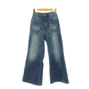 ×BIG JOHN ウエストゴム デニムベルボトム パンツ ジーンズ ワイド XS 青 ブルー /HS
