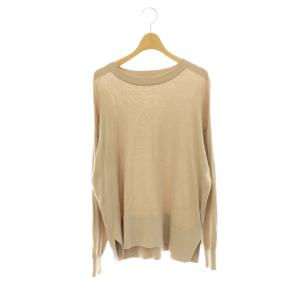Silk  CTN C/N  KNIT ニット カットソー クルーネック シルク混 長袖 ベージュ /HS