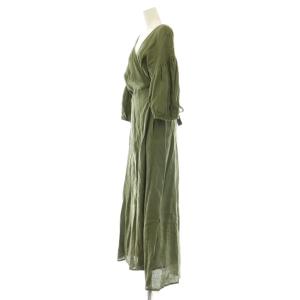 L'Appartement Linen Madam Dress ワンピース ロング カシュクール 七分袖 リネン カーキ /DO OS