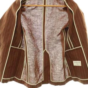 MACPHEE 24SS ダブルカバーリネン ピークドラペルジャケット テーラード 34 ブラウン グレージュ /ES