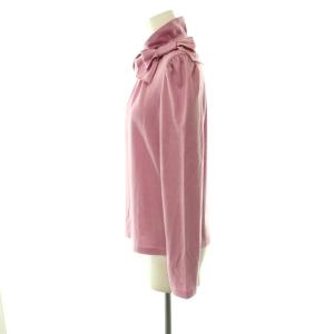 M'S GRACY キャザーハイネックリボン付きカットソー 長袖 ウール 38 パープルピンク /DO OS