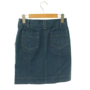BURBERRY BLUE LABEL フロントボタン デニム タイトスカート ミニ 36 ブルー /HK OS