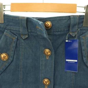 BURBERRY BLUE LABEL フロントボタン デニム タイトスカート ミニ 36 ブルー /HK OS