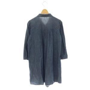 BURBERRY BLUE LABEL ホースボタン 七分袖 ダンガリーシャツ ワンピース ミニ 36 ブルー /HK OS