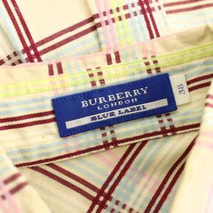 BURBERRY BLUE LABEL ノバチェック 半袖 シャツ ブラウス ボタンダウン 38 ベージュ マルチカラー /CX OS