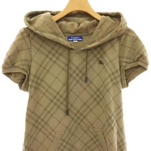 BURBERRY BLUE LABEL チェック フリル 半袖 ワンピース ミニ 38 ベージュ /HK OS