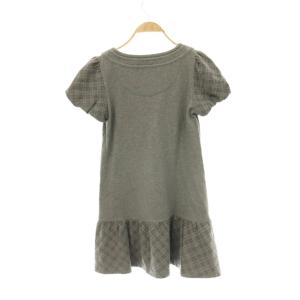 BURBERRY BLUE LABEL バルーンスリーブ チェック ワンピース ミニ 半袖 38 グレー /HK OS