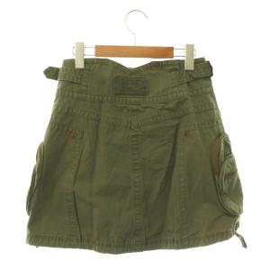 BURBERRY BLUE LABEL ドロスト カーゴ ミニスカート 台形 スナップボタン コットン 38 カーキ /NR OS