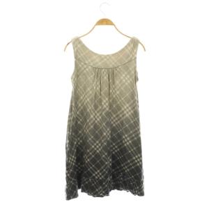 BURBERRY BLUE LABEL チェック グラデーション ノースリーブ ワンピース ミニ 38 グレー /HK OS