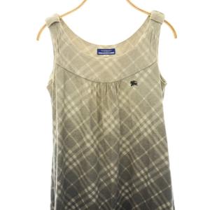 BURBERRY BLUE LABEL チェック グラデーション ノースリーブ ワンピース ミニ 38 グレー /HK OS