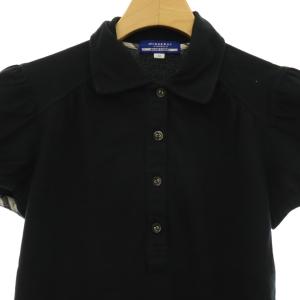 BURBERRY BLUE LABEL フレンチスリーブ ポロシャツ 38 ブラック /HK OS