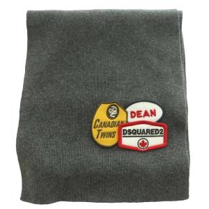 DSQUARED2 ワッペン付きウールマフラー ストール グレー /SS OS