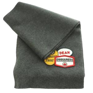 DSQUARED2 ワッペン付きウールマフラー ストール グレー /SS OS