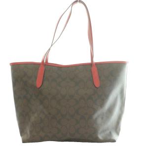 COACH シグネチャー シティ トート バッグ ハンド ダークブラウン 黒 ブラック 5696 /SS OS