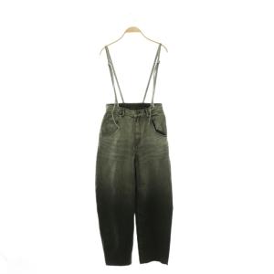 25SS サス付zipデニムパンツ ジーンズ カットオフ ストレート 36 グレー チャコール /CX
