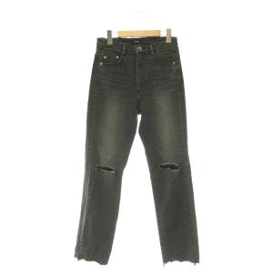 24AW  スリムブラック デニム パンツ ストレッチ ダメージ加工 36 ブラック /HK OS