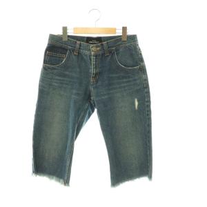 AD2005 カットオフショートパンツ デニム ハーフパンツ ダメージ加工 M インディゴ TP-P005