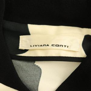 Liviana Conti フラワーモチーフ ブルゾン ジャケット ジップアップ 九分袖 42 アイボリー ブラック /MY OS
