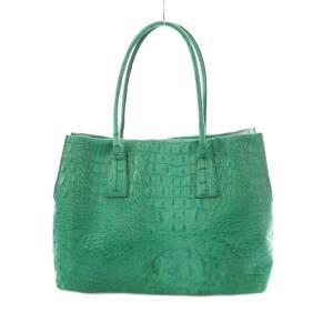 FURLA トートバッグ レザー クロコ型押し 緑 /MI OS
