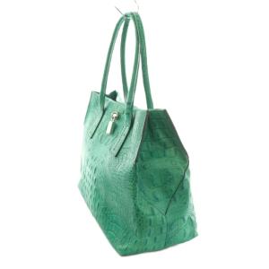 FURLA トートバッグ レザー クロコ型押し 緑 /MI OS