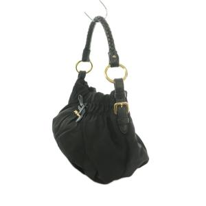 PRADA ギャザー リボン ハンドバッグ ブラック BR4237