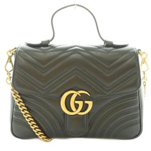 GGマーモント 2WAY ハンドバッグ チェーンショルダー ブラック