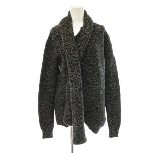ストール付 カシミヤウール プルオーバーニット 44 ブラック グレー
