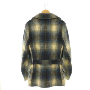 TOM FORD チェック柄中綿ダブルコート ウール シルク混 44 クリーム色 グレー
