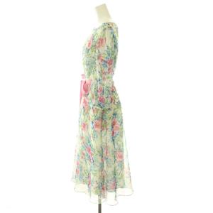 M'S GRACY 25年製 フラワーシアーワンピース 花柄 38 ホワイト マルチカラー