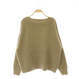 RACOON BRUSHED BN OVERSIZED ニット セーター 長袖 ボートネック S ベージュ
