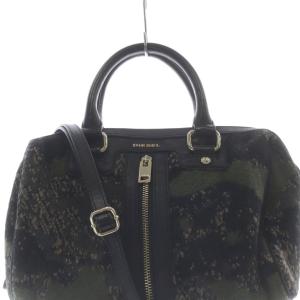 DIESEL ウール 2way ハンドバッグ ショルダーバッグ ハンドバッグ 緑 グリーン 黒 ブラック /SR